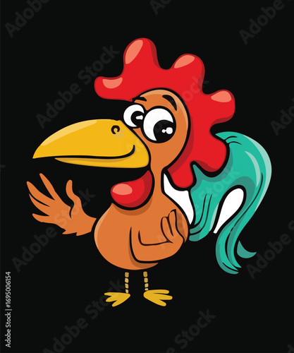 Funny Crazy Cartoon Chickens vector Illustration Set