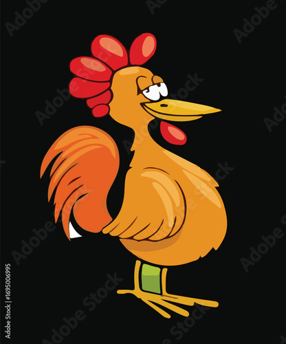 Funny Crazy Cartoon Chickens vector Illustration Set