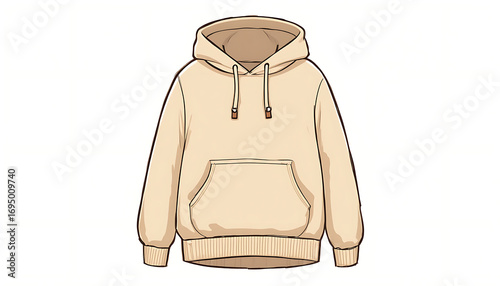 A beige hooded sweatshirt illustration isolated on white background