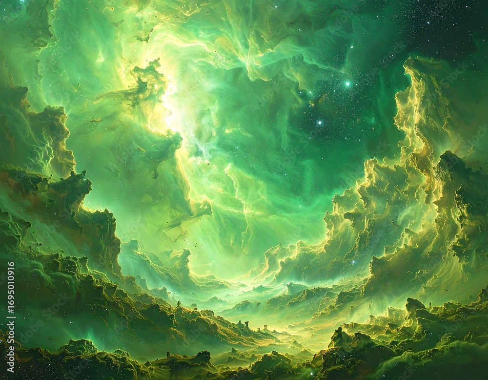 Fototapeta premium Green Nebula Landscape