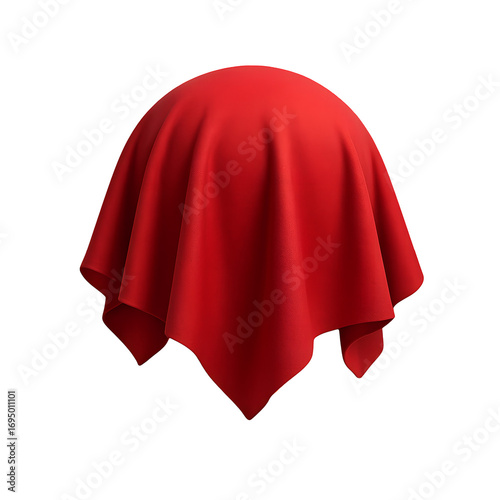 Red fabric draped over a sphere isolated on transparent background