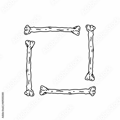 Abstract skull bones frame shape, hand drawn gothic borders decoration element vector design 