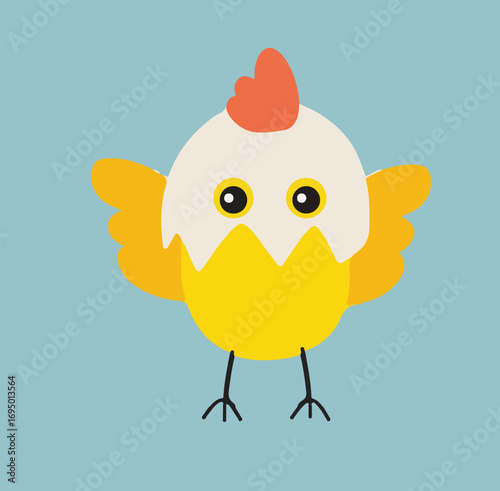 Funny Crazy Cartoon Chickens vector Illustration Set