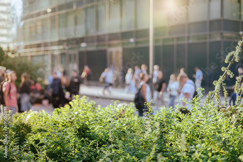  city street with green plants background