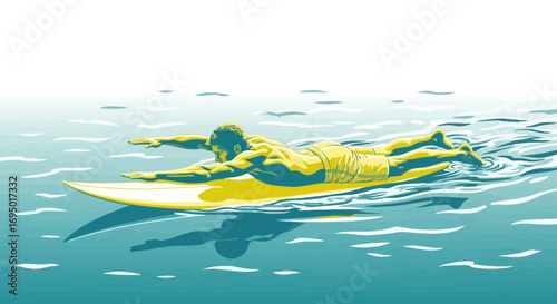 Illustration of a person surfing, enjoying water sport, surfing, outdoor activity