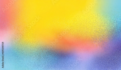 Abstract, vibrant, colorful background.  Soft, blended hues of yellow, orange, red,  pink, blue, and purple.  A speckled texture gives a subtle, granular effect