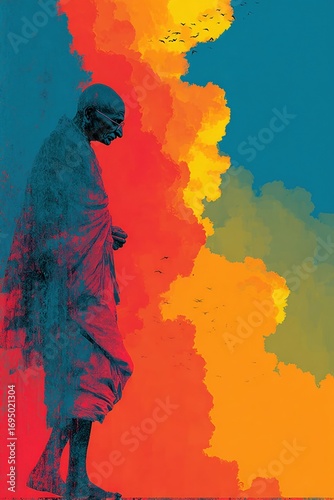 Concept art for Gandhi Jayanti, celebrating his legacy with Indian national colors