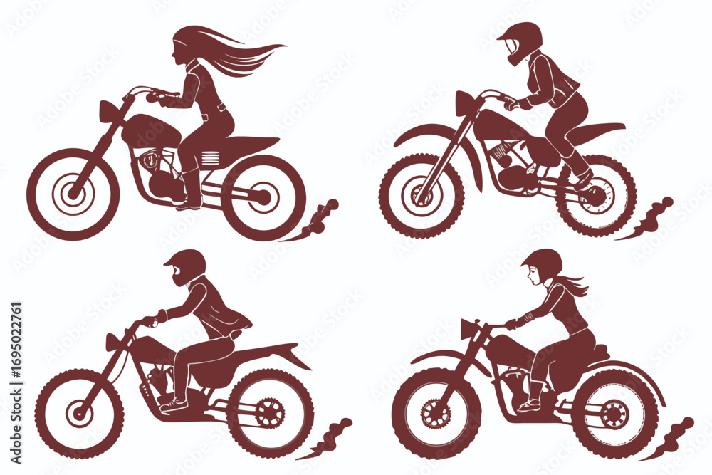 Fototapeta premium Motorcycle silhouette set