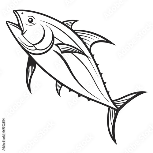 Stylized tuna fish illustration in vibrant colors