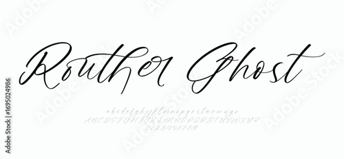 Signature Font Uppercase Lowercase And Number. Script Font Calligraphy Logotype elegant Font Type Font lettering handwritten. vector illustration  
