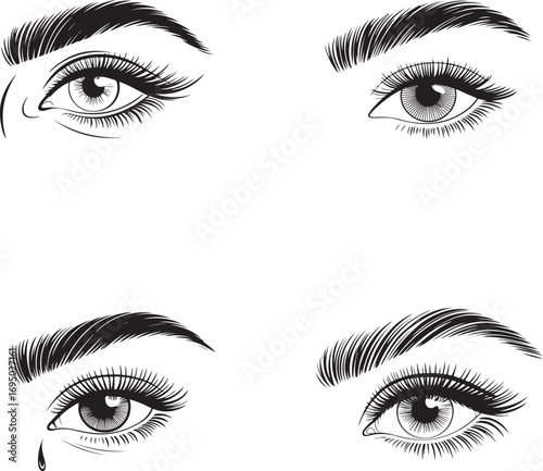 Expressive Eyes Hand-Drawn Eye Illustrations in Black and White