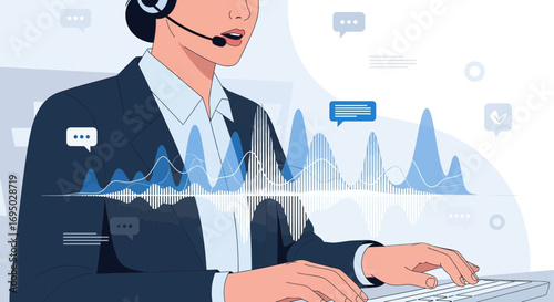 Customer service representative providing support via telecommunications technology