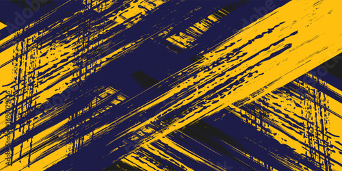 Abstract yellow-blue frame on a dark background. Sporty design in grunge style. Illustration for sports, athletics, training, workout, etc.