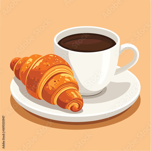 Breakfast Coffee and Croissant.