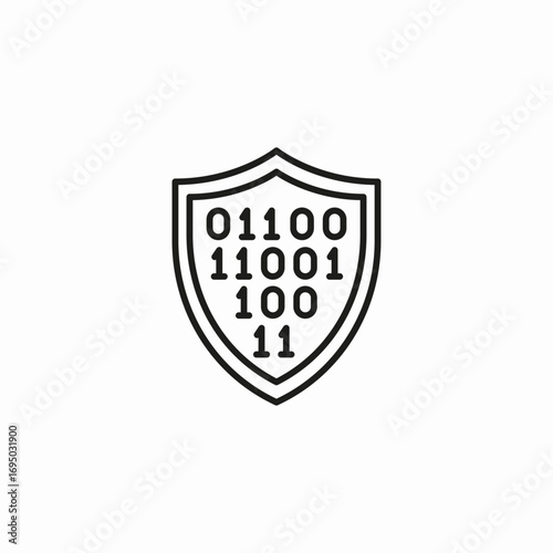 binary code shield icon sign vector