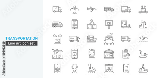 Freight and Transportation icon. Bike, bicycle, cargo, freight, transport, taxi icon line art style vector template