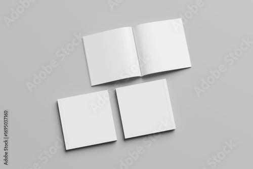 Blank square magazine open and cover