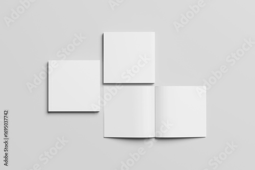 Blank square magazine open and cover
