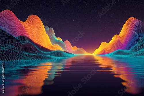 Electric Neon Flow Creating a Visionary Surreal Landscape