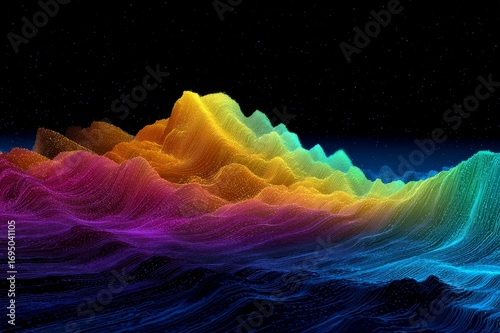 Surreal Neon Wave Flowing Through a Dreamlike Fantasy World