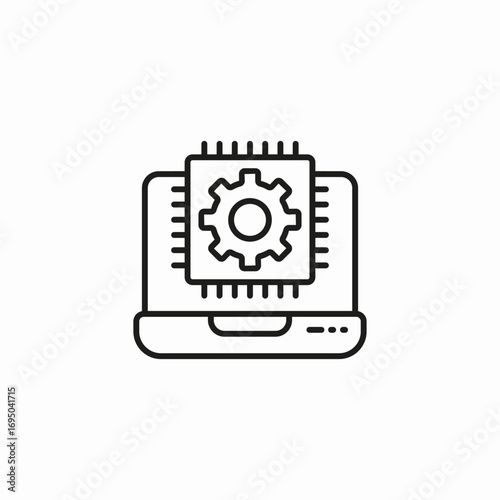 cpu chip laptop icon sign vector
