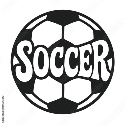 Soccer ball graphic with playful typography and classic design  
