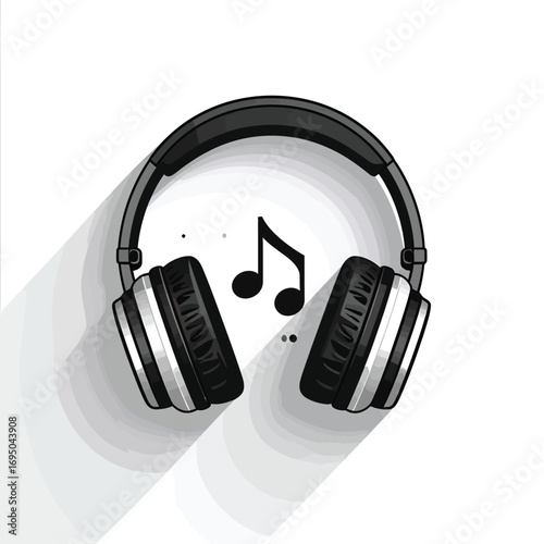 Headphones with Music Note Illustration for Audio Enjoyment.