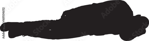 vector,silhouette of front view of a man lying on the floor