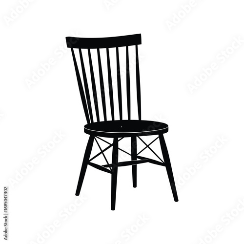 Classic wooden windsor style dining chair silhouette for home and furniture design