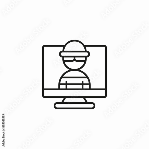 hacker monitor security icon sign vector