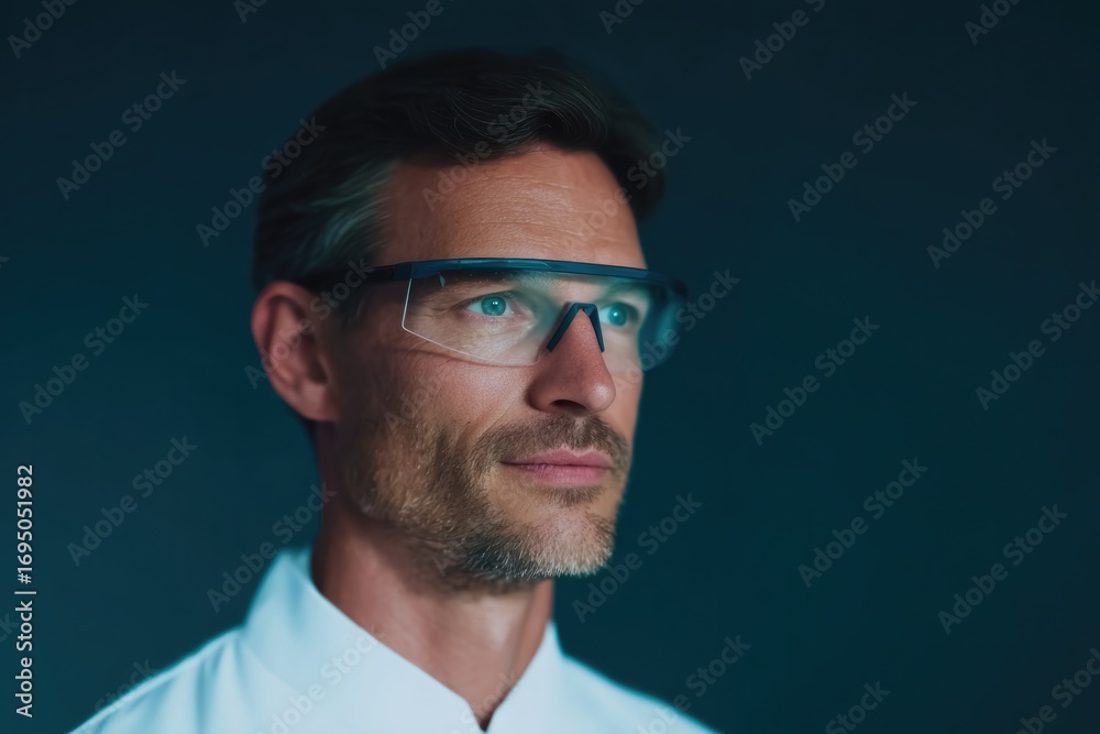 Obraz premium Confident man wearing glasses in professional attire, showcasing