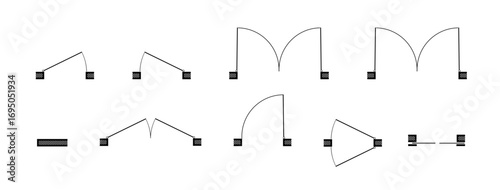 Doors for floor plan top view. Architectural icons for interior project. Construction graphic design element. Vector