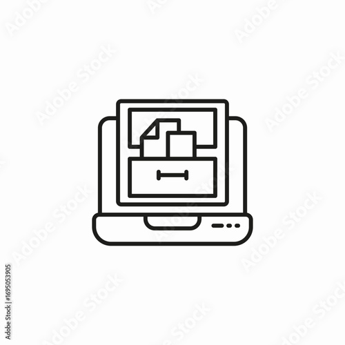 laptop file storage icon sign vector