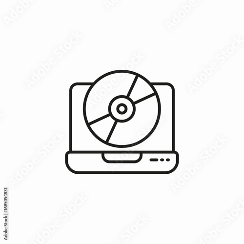 media disc laptop icon sign vector