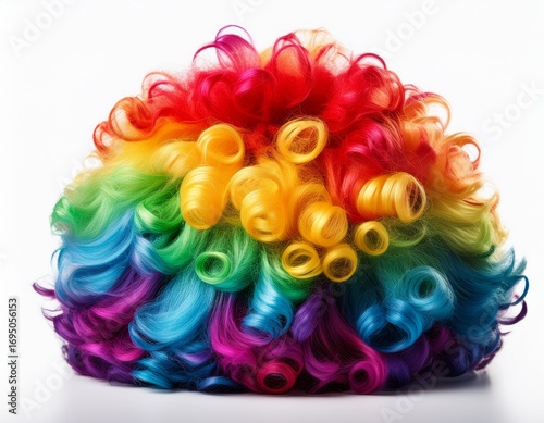 Fototapeta kuchenna colorful clown wig isolated on white background