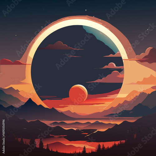 night landscape with moon