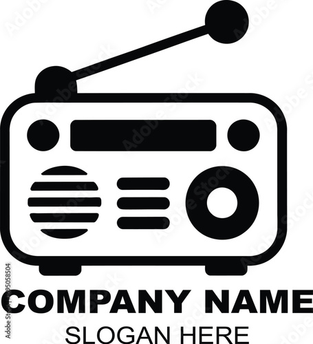 Vintage Radio Communication Media Broadcasting Logo Design