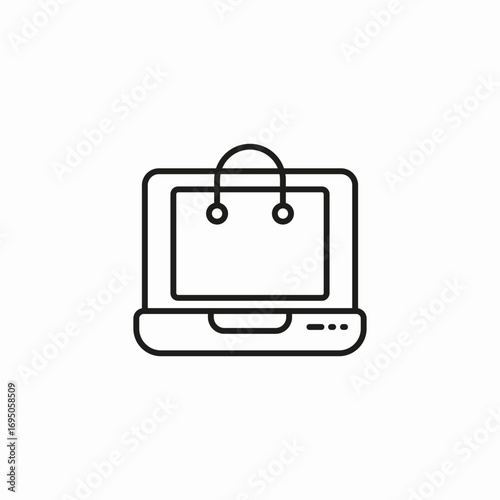 online shopping laptop icon sign vector