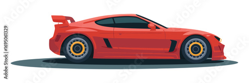 Realistic sports car on clean white background
