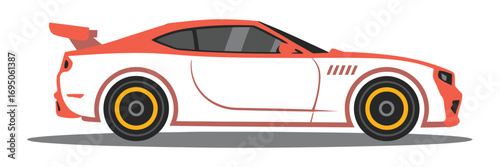 Luxury sports car displayed on white background