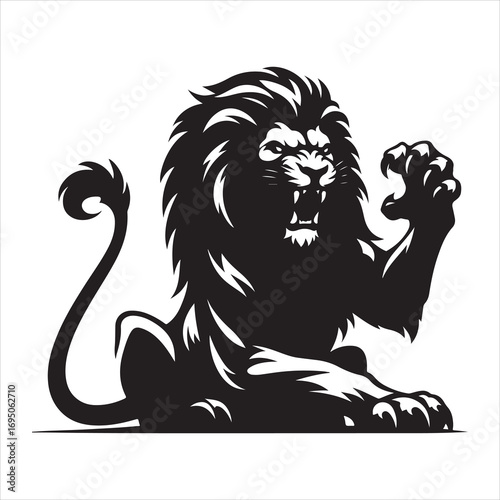 siting ferocious lion Silhouette Vector Art, and Graphic, vector black color silhouette 