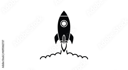 a rocket launching into space with flames below