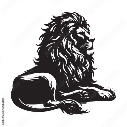 siting ferocious lion Silhouette Vector Art, and Graphic, vector black color silhouette 