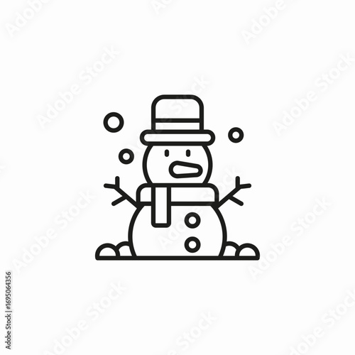 snowman with hat icon sign vector