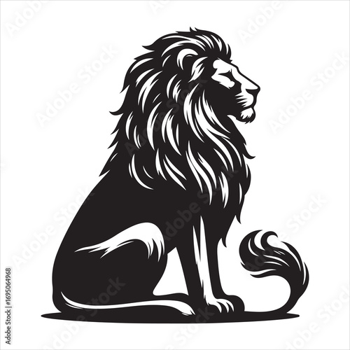 siting ferocious lion Silhouette Vector Art, and Graphic, vector black color silhouette 