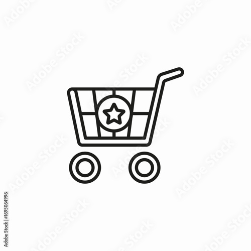starred shopping cart icon sign vector