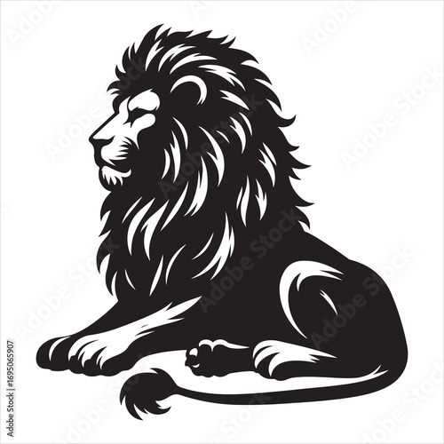 siting ferocious lion Silhouette Vector Art, and Graphic, vector black color silhouette 