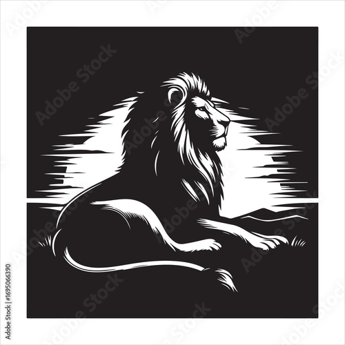 siting ferocious lion Silhouette Vector Art, and Graphic, vector black color silhouette 