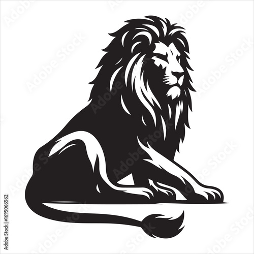 siting ferocious lion Silhouette Vector Art, and Graphic, vector black color silhouette 