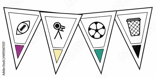 Sports and Science Themed Bunting Flags.
